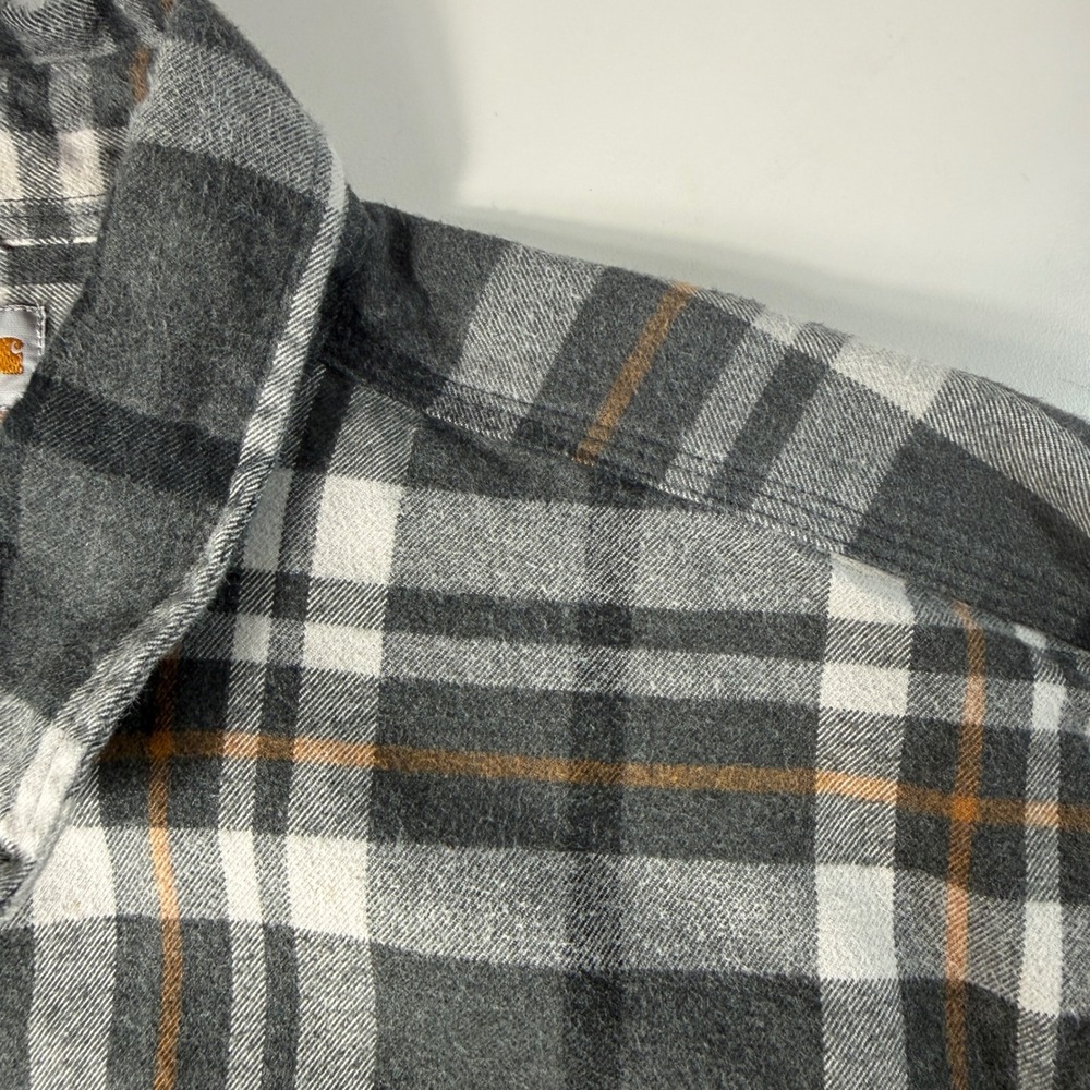 Carhartt Flannel Shirt Mens XL Grey White Plaid Good Original Fit Workwear 2016